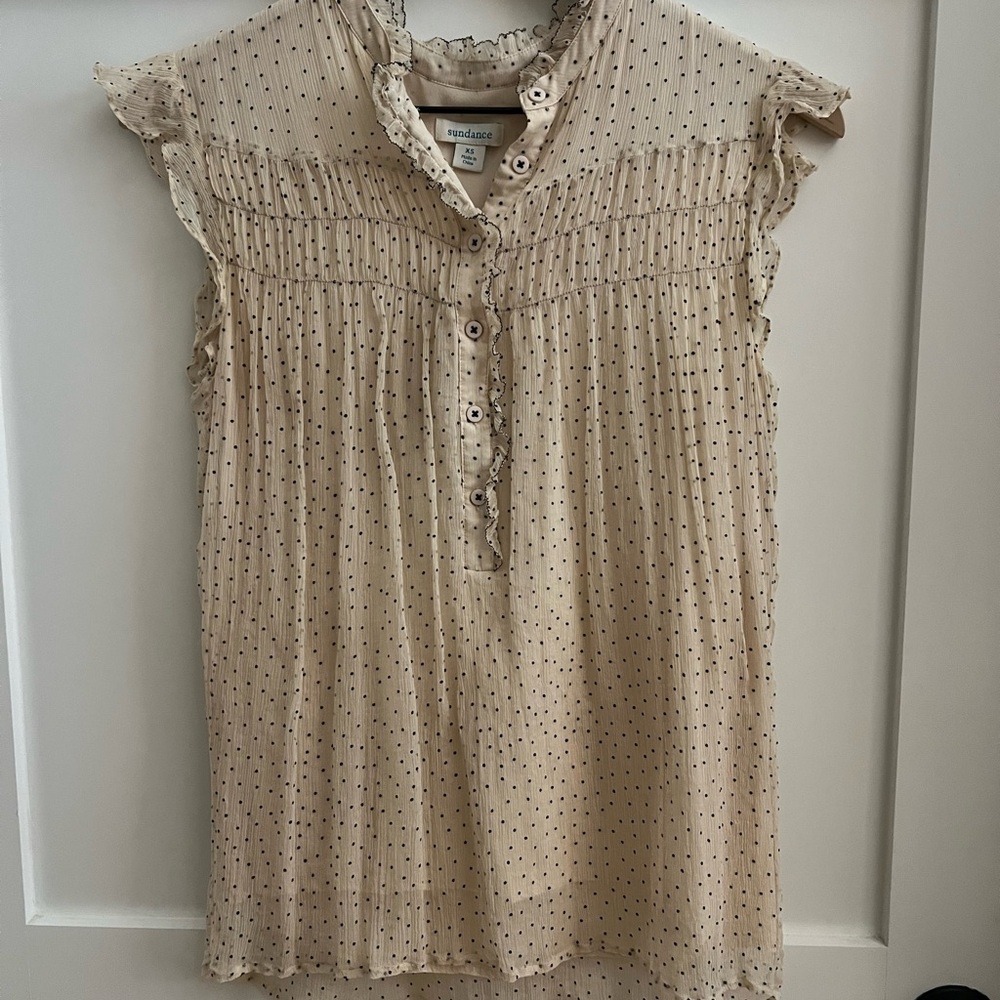 Sundance Cream Polka Dot Ruffle Blouse